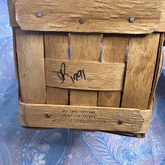 Longaberger Medium Peg Basket With Fixed Handle 1991 5.5in Wide - Picture 7 of 11